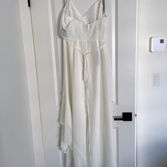 NWT White by Vera Wang Asymmetric Ruffle Spaghetti Strap Dress - Picture 7 of 8